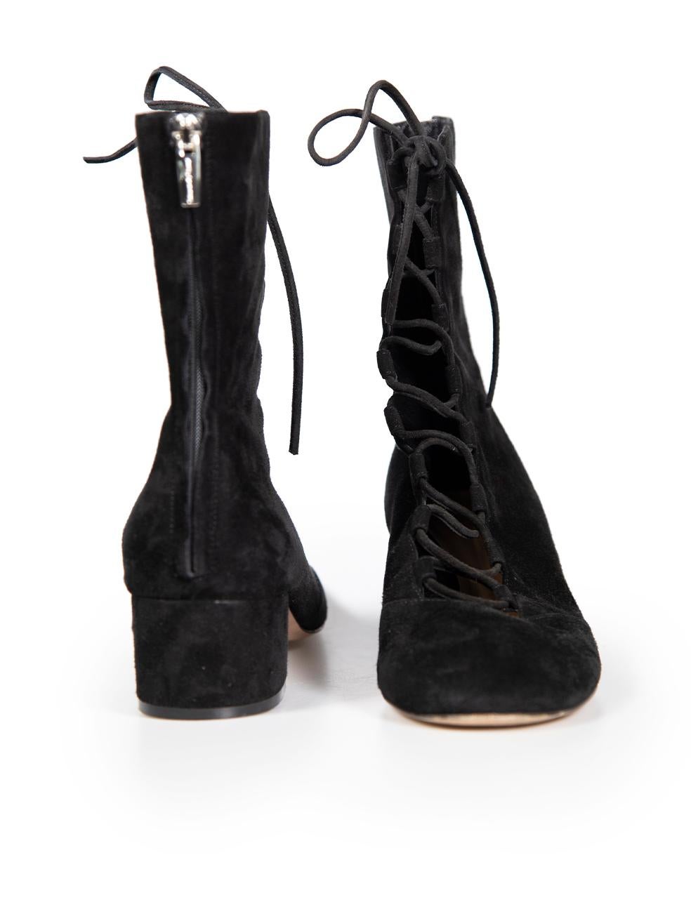 Gianvito Rossi Black Suede Lace Up Boots In Excellent Condition For Sale In London, GB