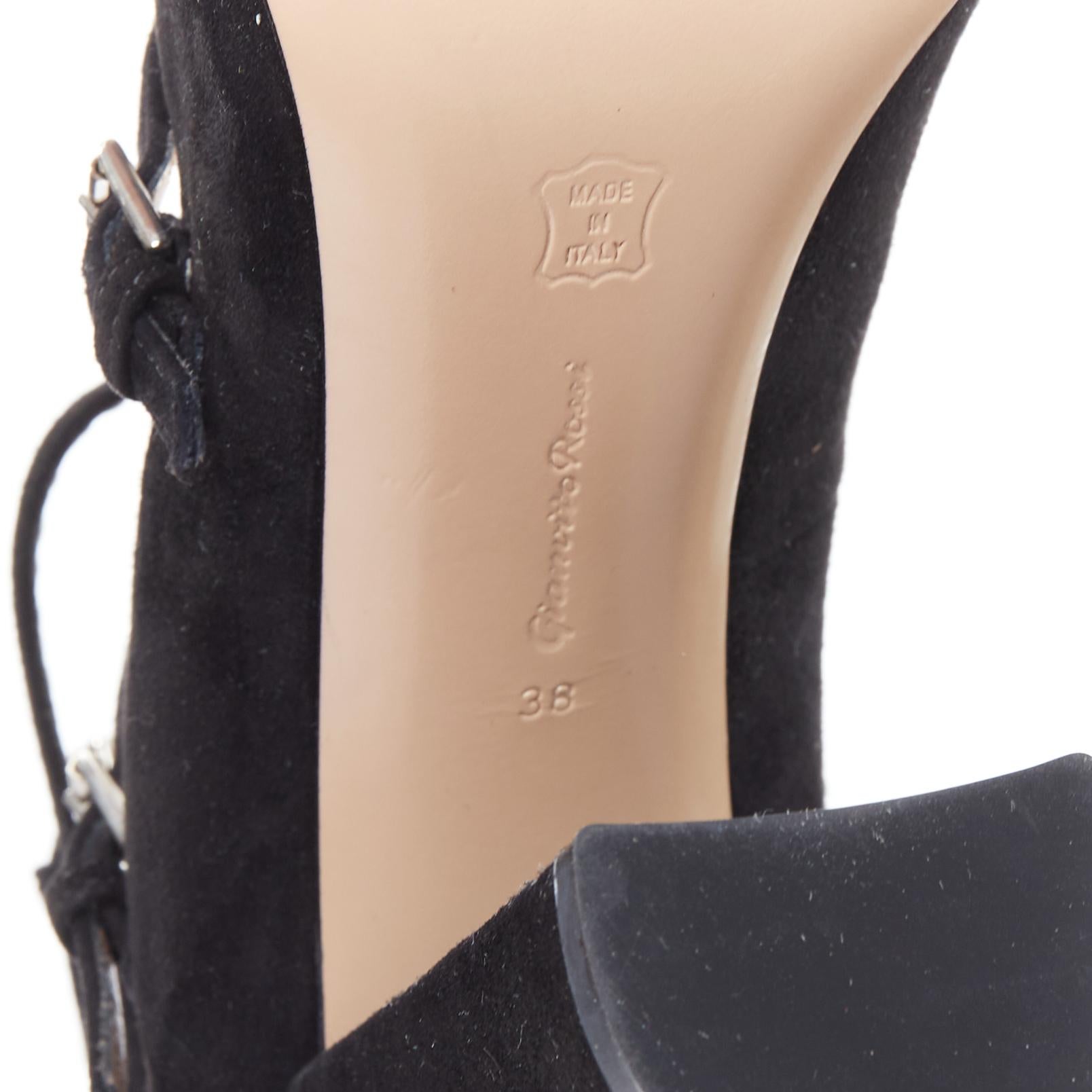 GIANVITO ROSSI noir daim cuir criss cross strappy block heels EU38 en vente 5