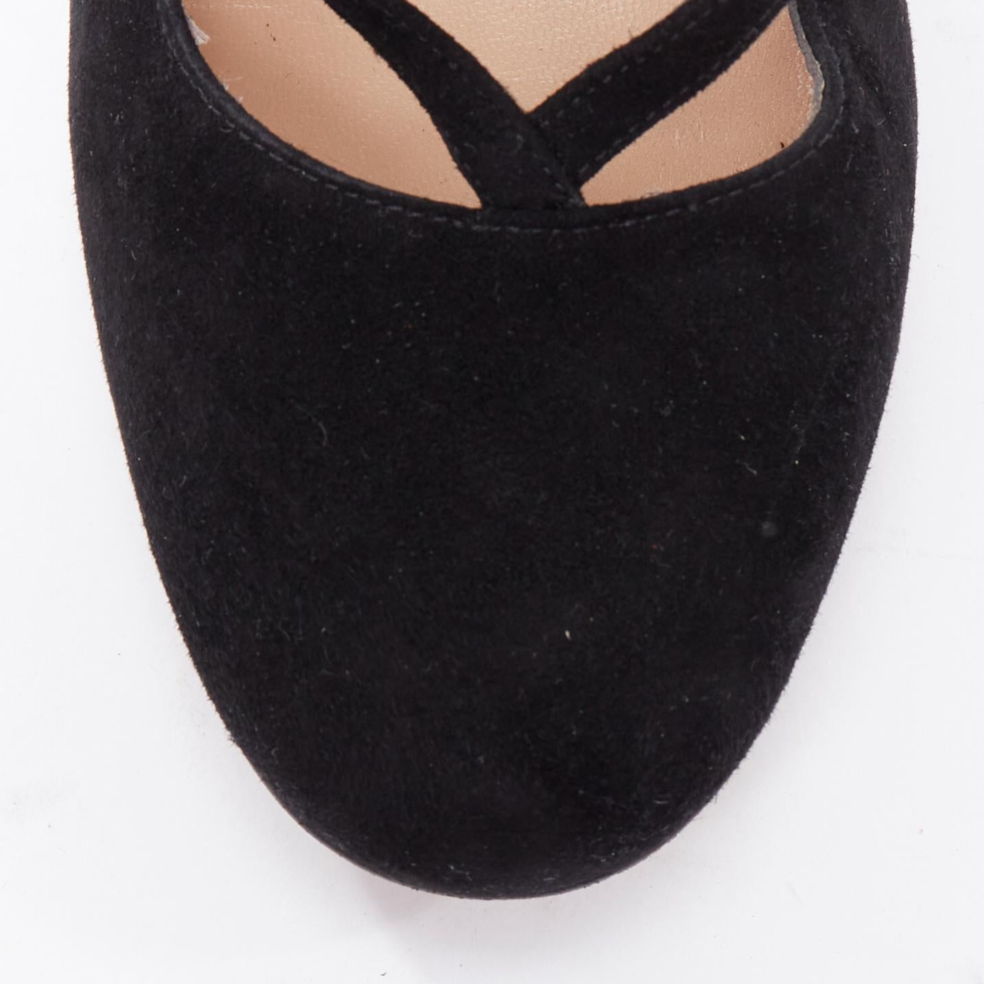 GIANVITO ROSSI noir daim cuir criss cross strappy block heels EU38 en vente 1