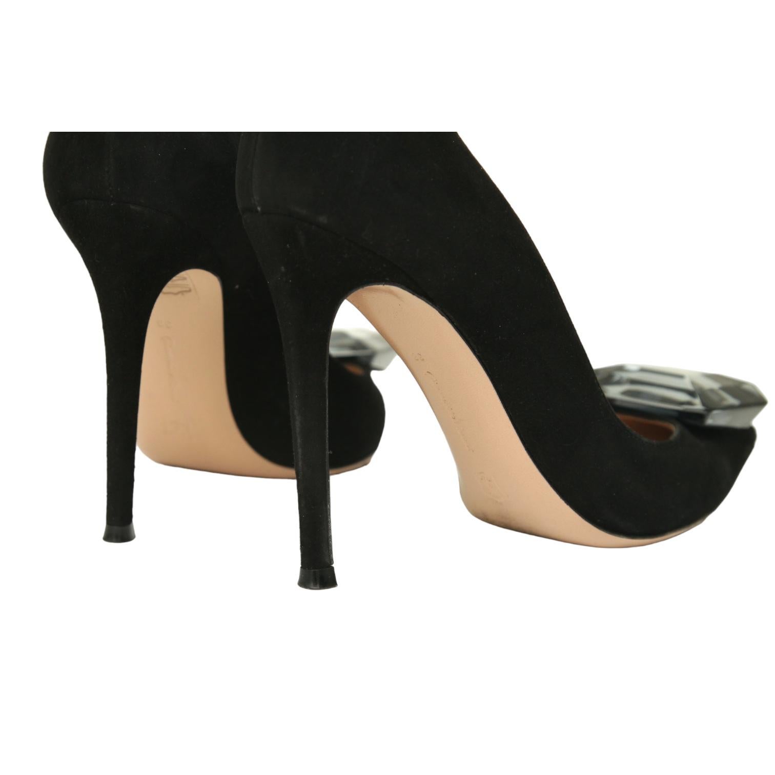 GIANVITO ROSSI Black Suede Leather Pump JAIPUR Crystal Pointed Toe 38 $1200 For Sale 5
