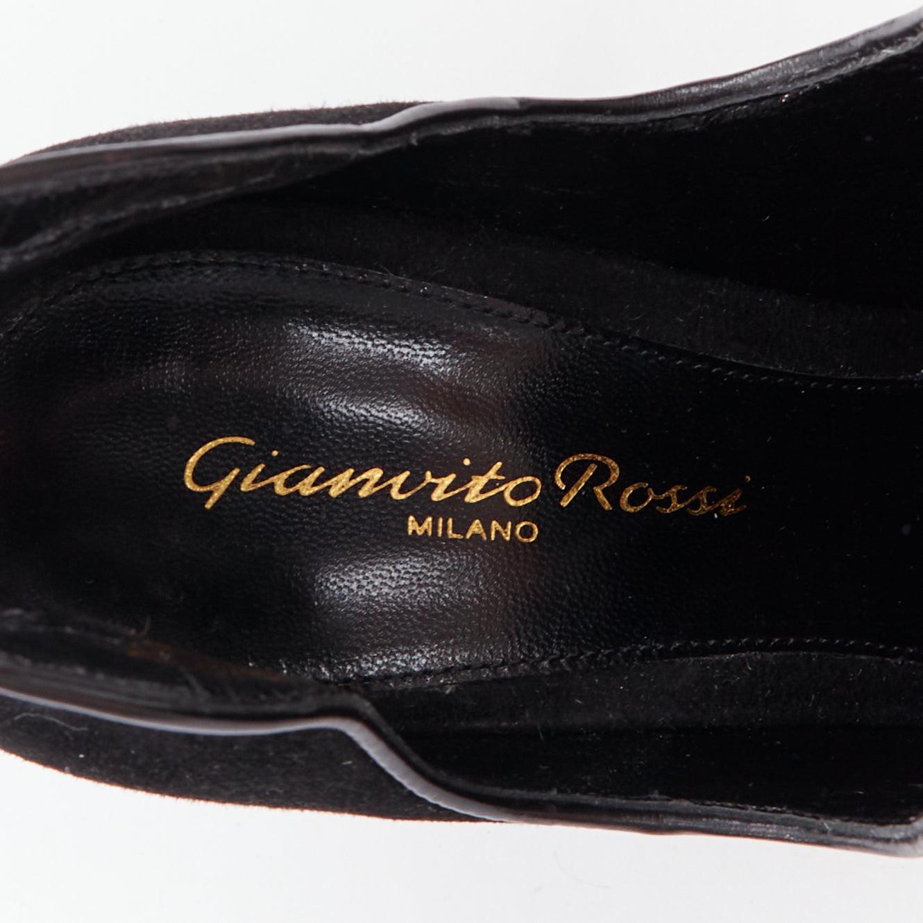 GIANVITO ROSSI black suede leather tassel front stiletto booties EU37.5 For Sale 4