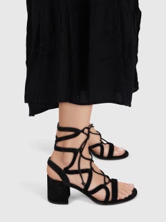 Gianvito Rossi Black Suede Netley Mews Sandals Size IT 37