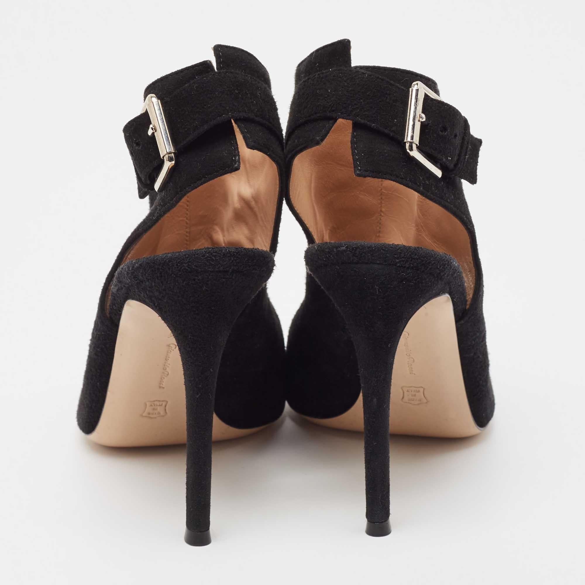 Gianvito Rossi Sandales à talon en daim noir Taille 38.5 Pour femmes en vente