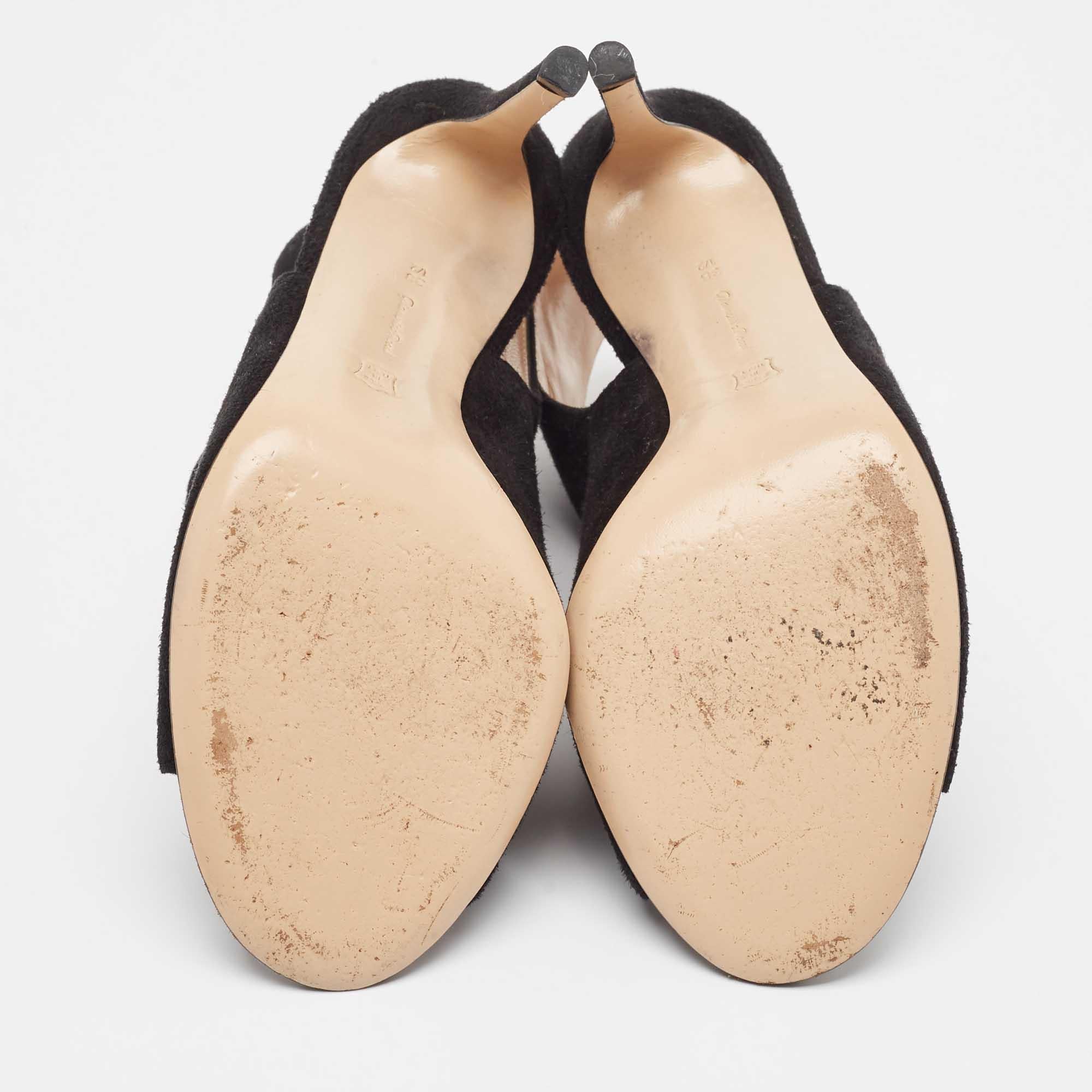 Gianvito Rossi Sandales à talon en daim noir Taille 38.5 en vente 1