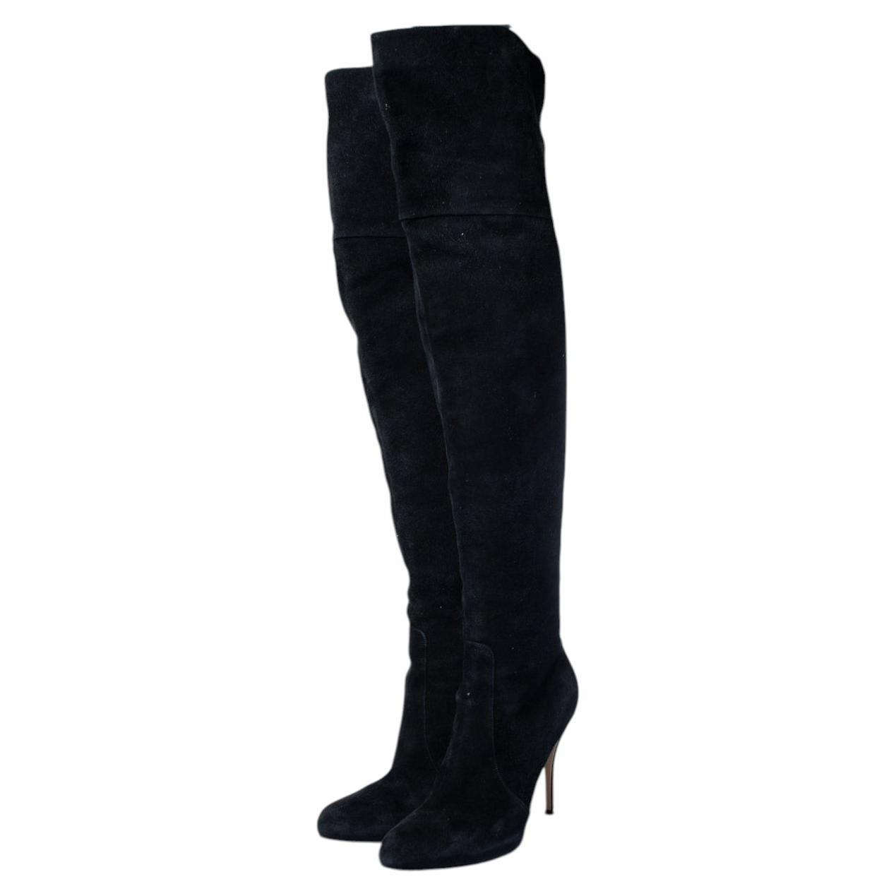 Gianvito Rossi, bottes en daim noir au dessus du genou