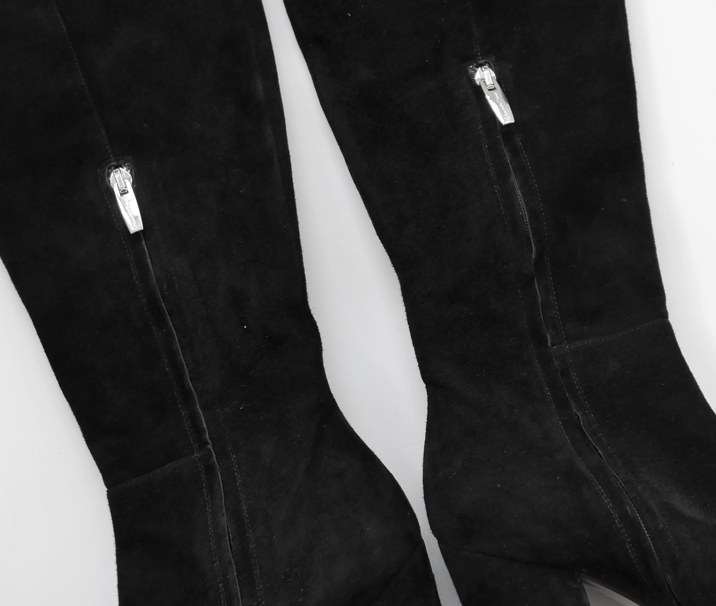 Women's Gianvito Rossi Black Suede Over The Knee Boots For Sale