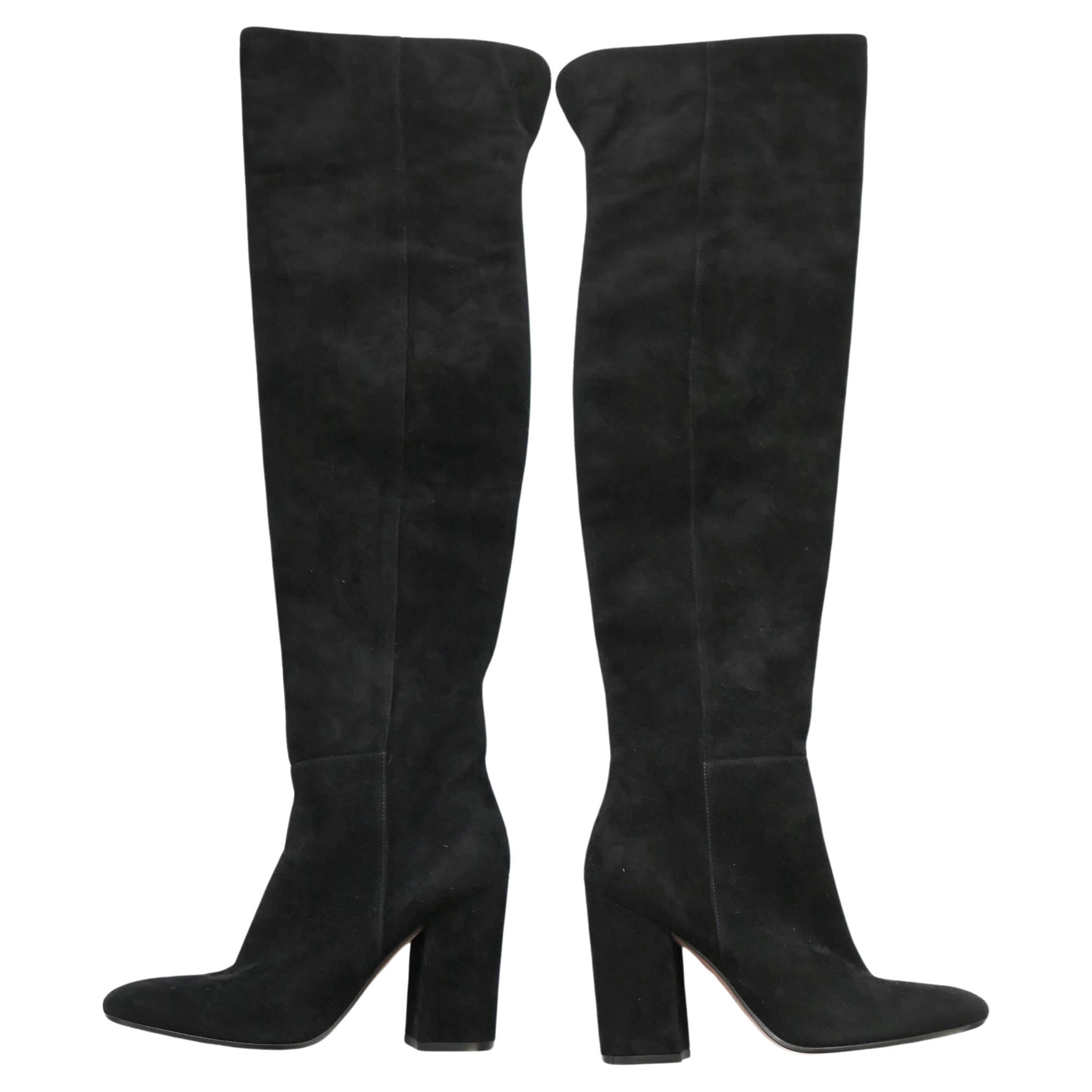Gianvito Rossi Black Suede Over The Knee Boots For Sale