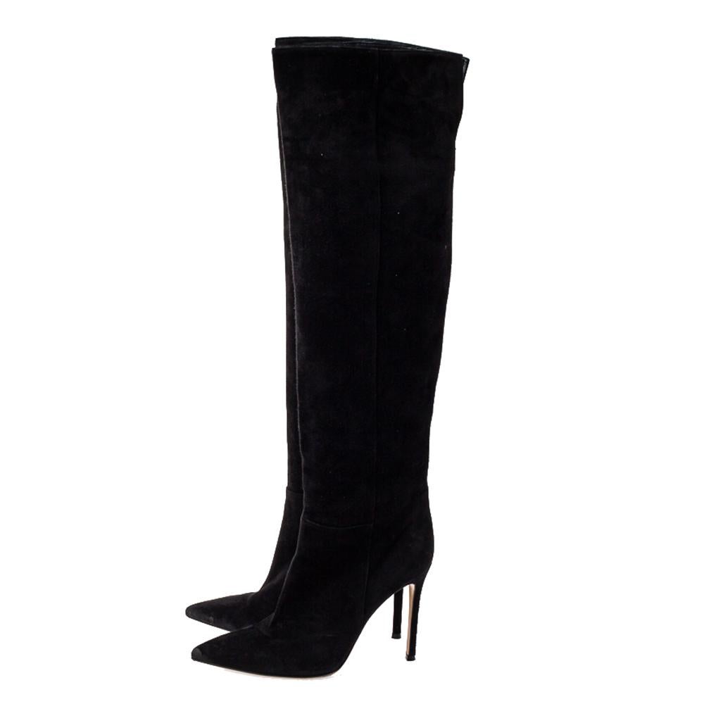Women's Gianvito Rossi Black Suede Over the Knee Boots Size 38.5