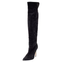 Gianvito Rossi Black Suede Over the Knee Boots Size 38.5