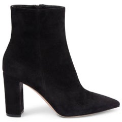 GIANVITO ROSSI black suede PIPER 85 Ankle Boots Shoes 38