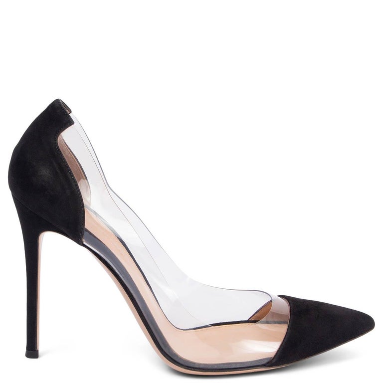 GIANVITO ROSSI black suede PLEXI 100 Pumps Shoes 41 For Sale at