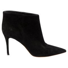 Gianvito Rossi Black Suede Point-Toe Ankle Boots Size IT 38.5