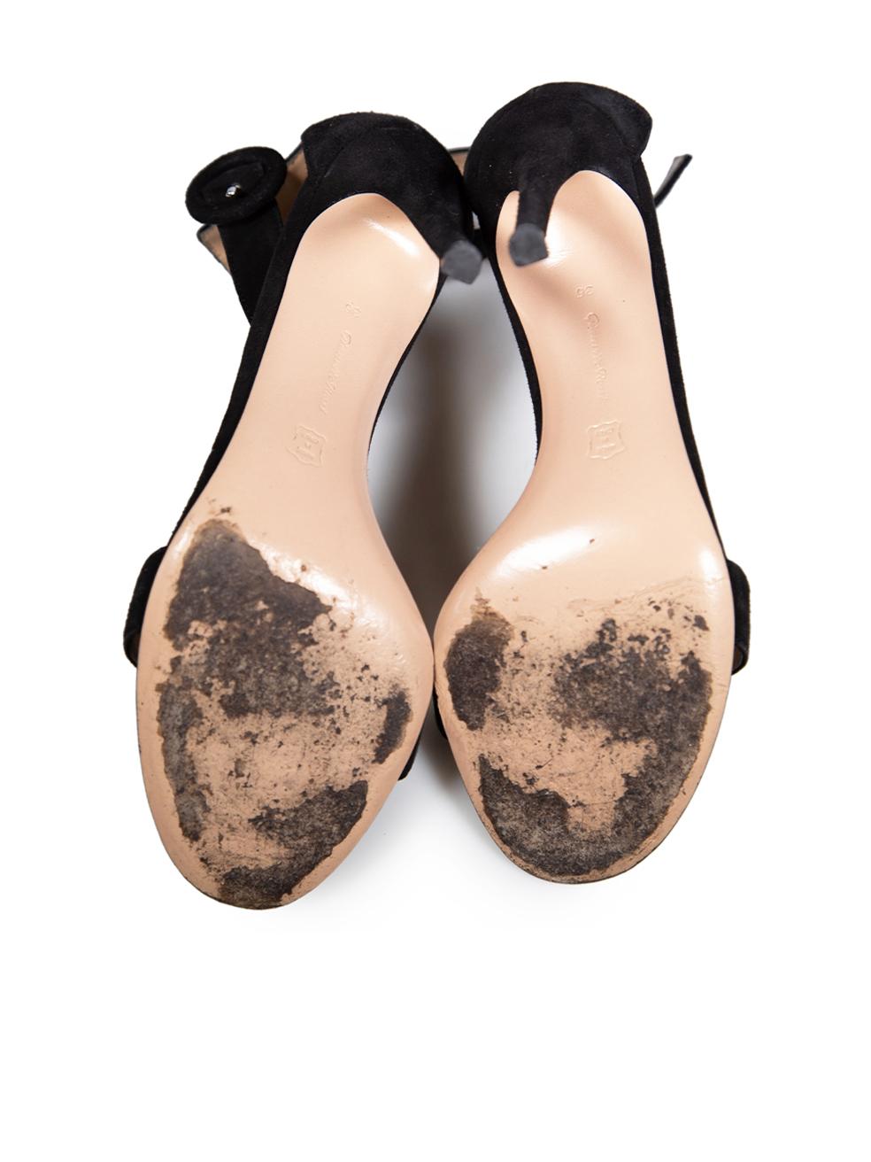 Women's Gianvito Rossi Black Suede Portofino 105 Barely There Sandals Size IT 36 For Sale