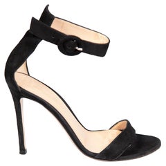 Gianvito Rossi Black Suede Portofino 105 Barely There Sandals Size IT 36