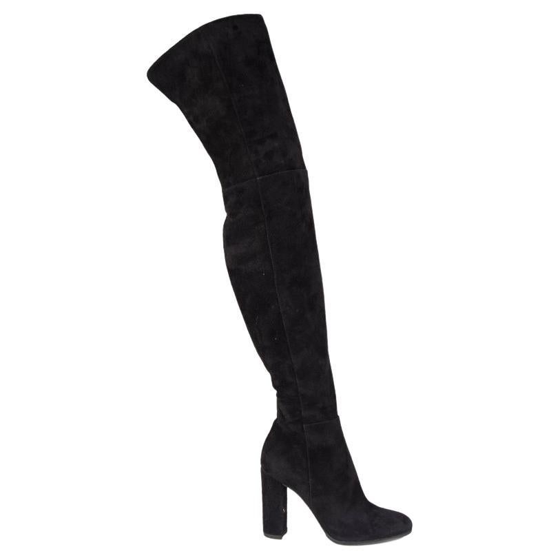 GIANVITO ROSSI black leather Pointed Toe Over Knee Boots Shoes 38 