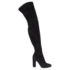 GIANVITO ROSSI black suede ROLLING HIGH CUISSARD Over Knee Boots Shoes 38.5