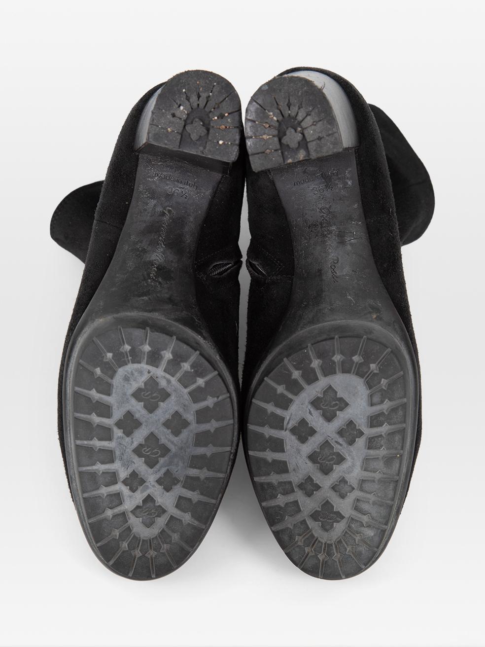 Gianvito Rossi Bottes en daim noires à bouts ronds Taille IT 36.5 Excellent état - En vente à London, GB