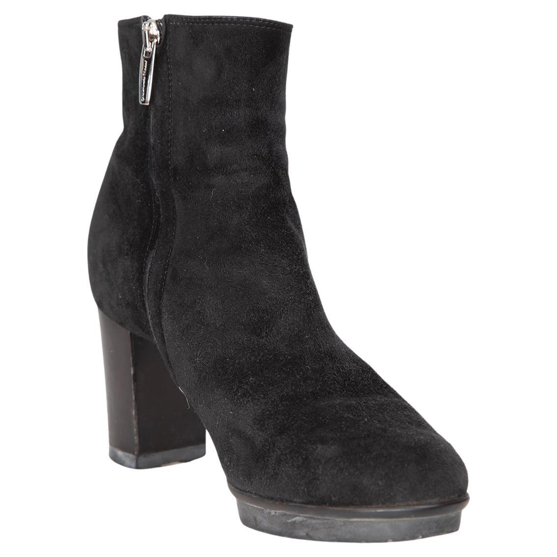 Gianvito Rossi, stivali in pelle scamosciata nera con punta tonda, taglia IT 36,5