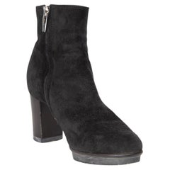 Gianvito Rossi, stivali in pelle scamosciata nera con punta tonda, taglia IT 36,5