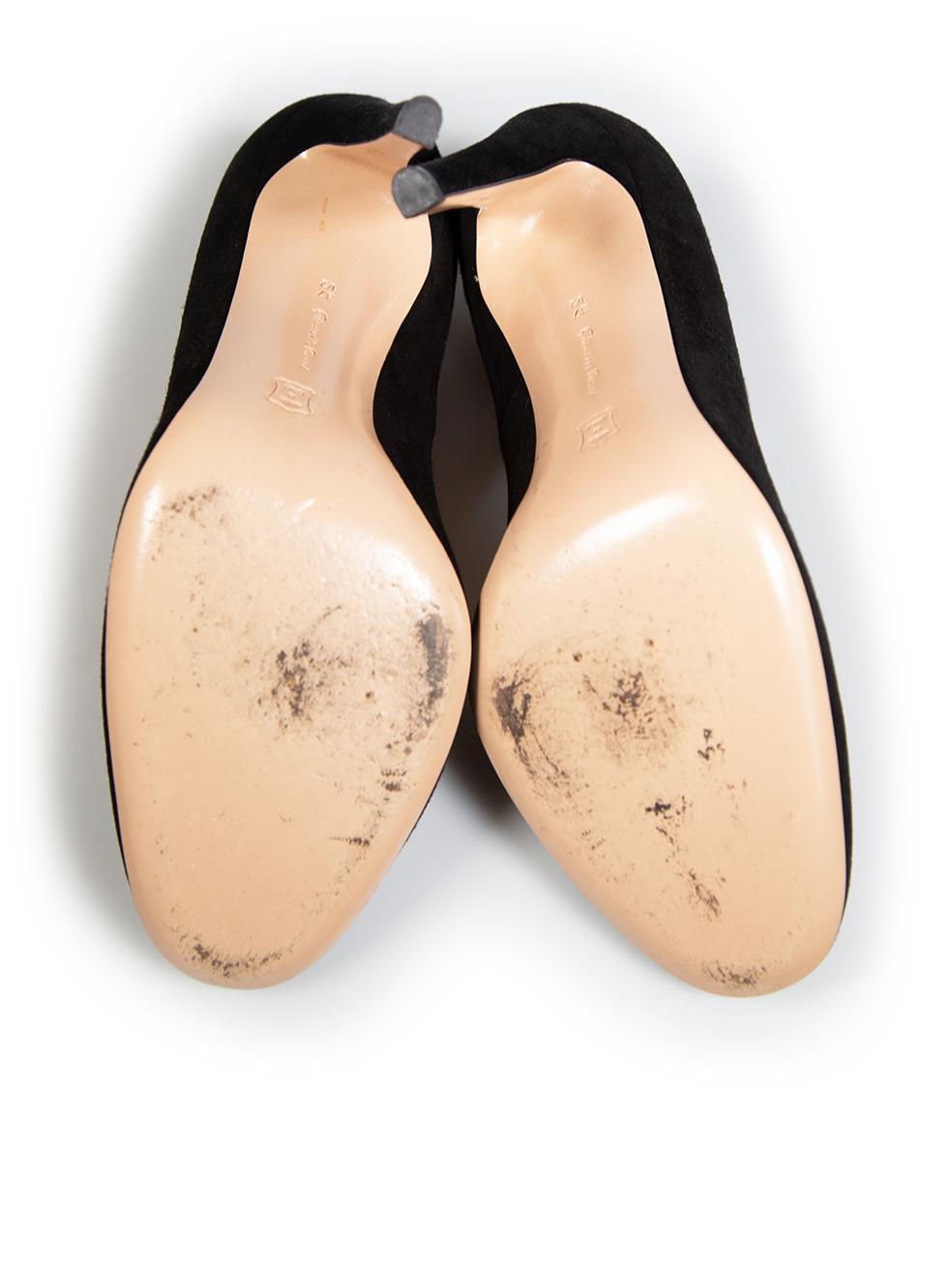 Women's Gianvito Rossi Black Suede Round-Toe Pumps Size IT 37.5