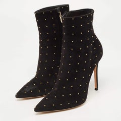 Gianvito Rossi Black Suede Studded Ankle Boots Size 41