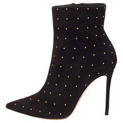 Gianvito Rossi Black Suede Studded Ankle Boots Size 41