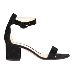 Gianvito Rossi Black Suede Versilia 60 Ankle Strap Sandals Size IT 40