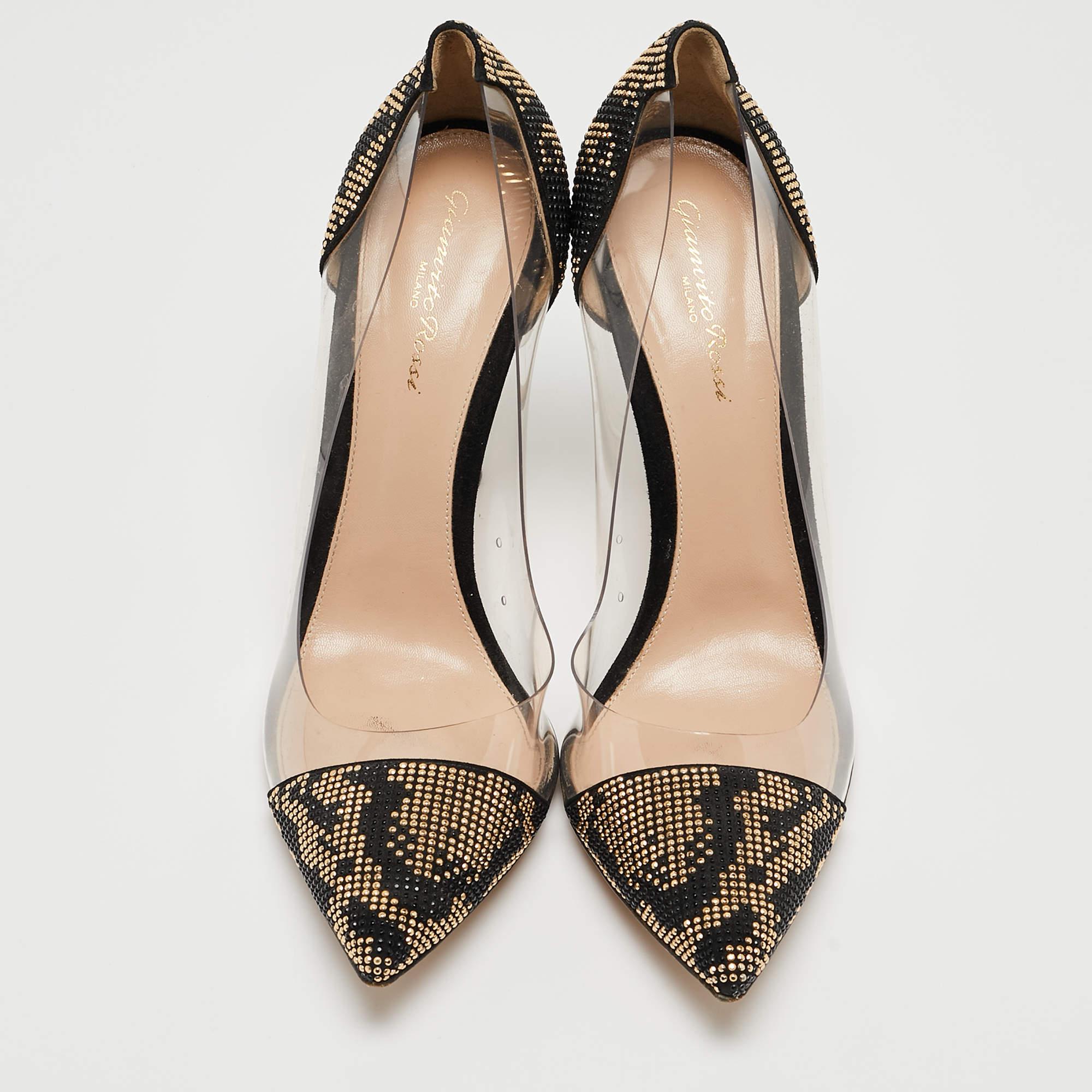 Beige Gianvito Rossi Black/Transparent Polka Dot Fabric And PVC Plexi  Toe Pumps