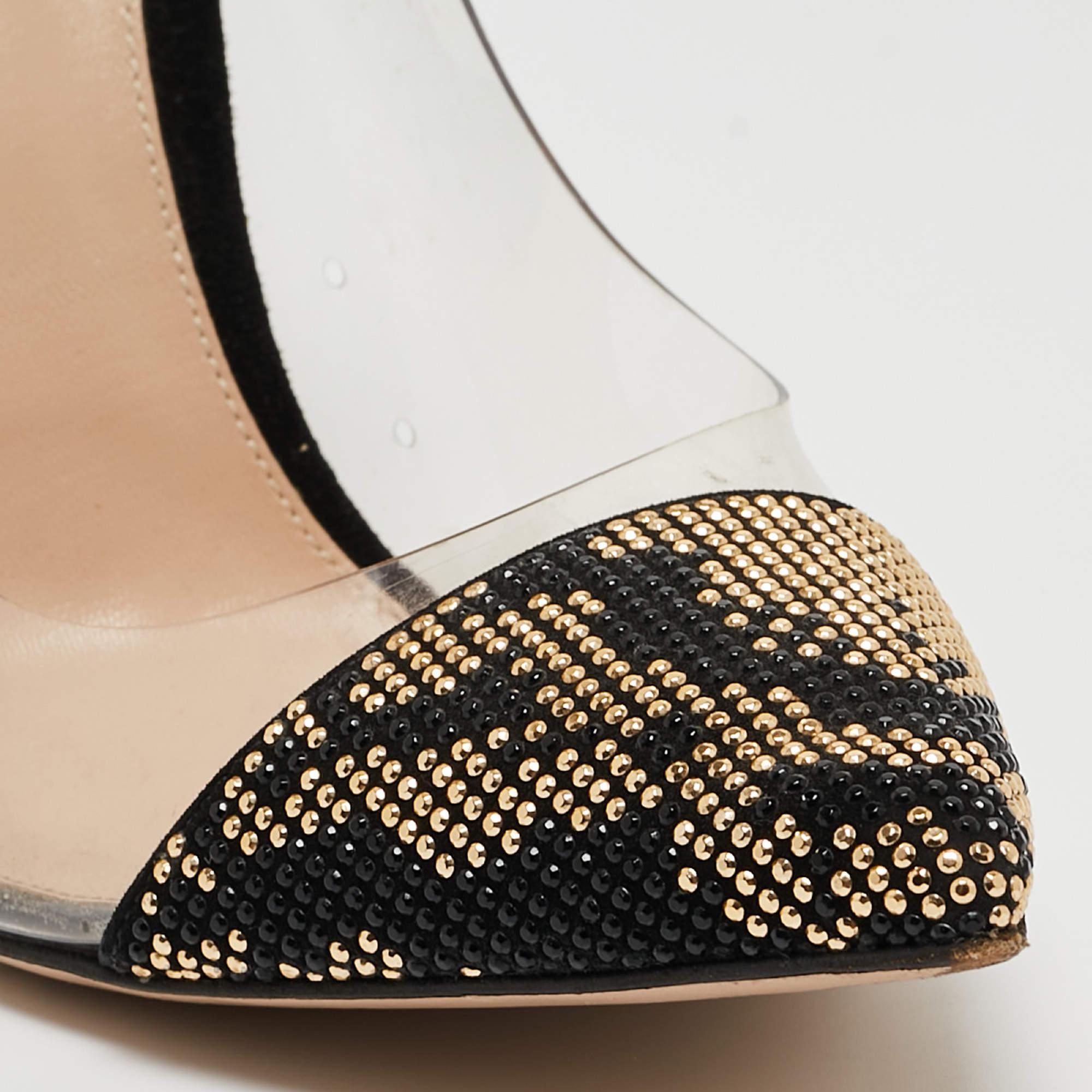 Gianvito Rossi Black/Transparent Polka Dot Fabric And PVC Plexi  Toe Pumps 2