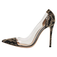 Gianvito Rossi Black/Transparent Polka Dot Fabric And PVC Plexi  Toe Pumps