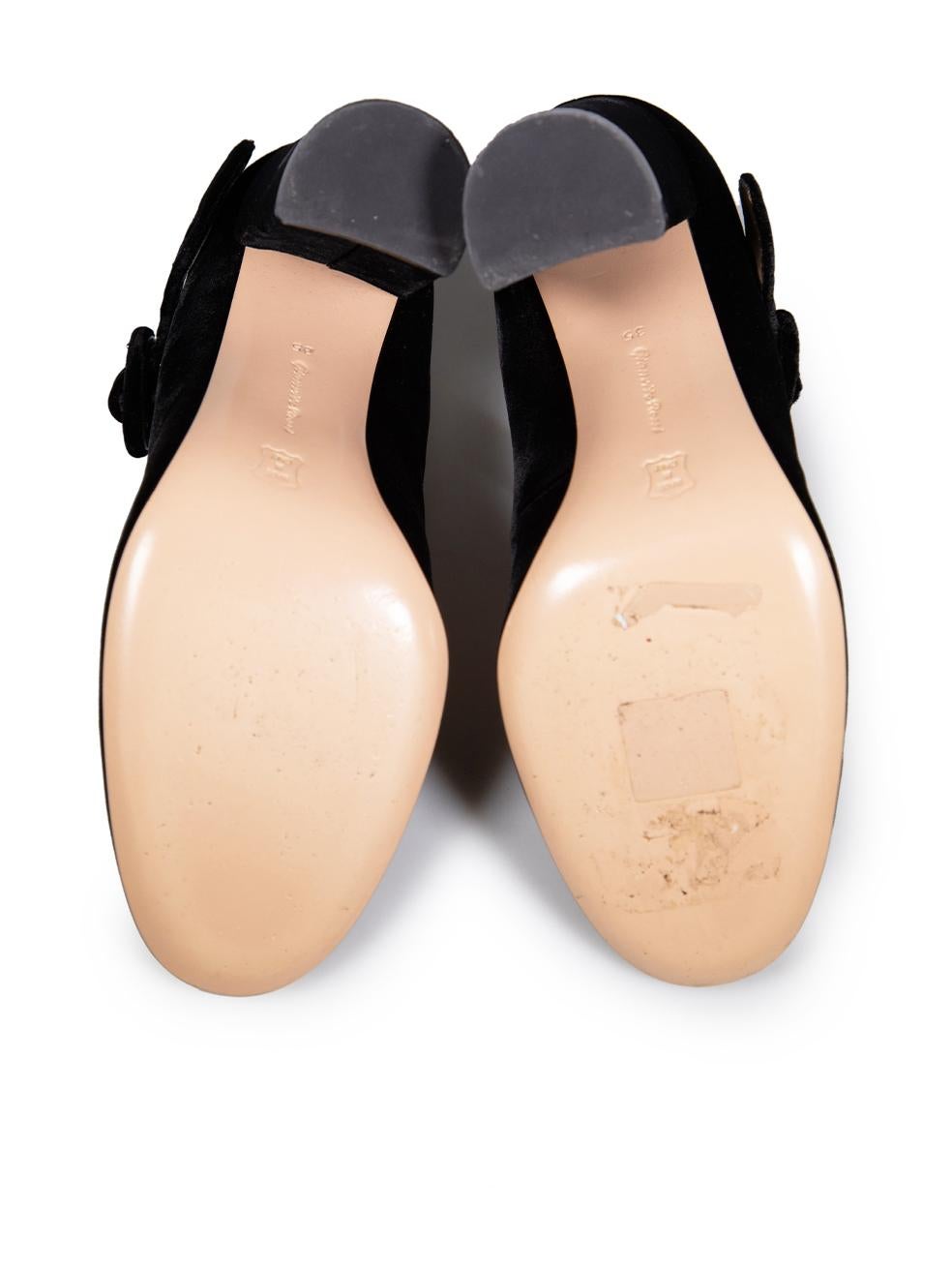 Women's Gianvito Rossi Black Velvet Adelle Block Heels Size IT 35 For Sale