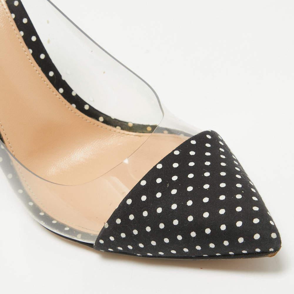 Gianvito Rossi Black/White Fabric and PVC  Plexi Pumps Size 38.5 For Sale 2
