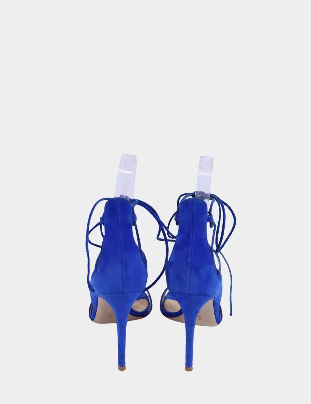 Gianvito Rossi Blue Cross Ankle Strap Sandals Size EU 38 In Excellent Condition For Sale In Amman, JO