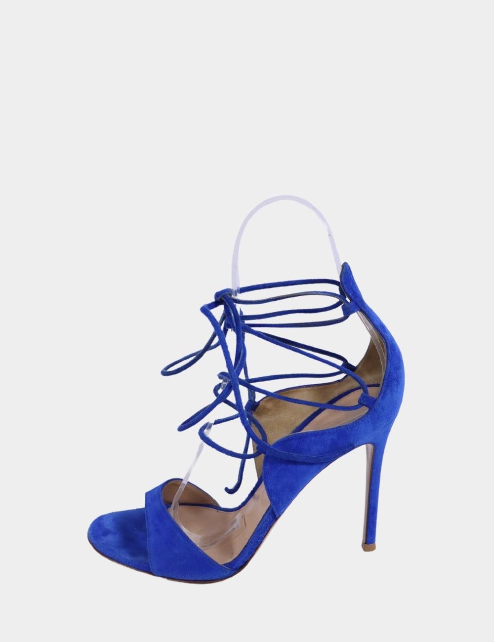 Women's Gianvito Rossi Blue Cross Ankle Strap Sandals Size EU 38 For Sale