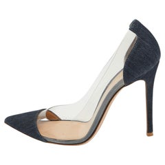 Gianvito Rossi Blue Denim and PVC Plexi Pumps Size 38.5