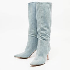 Gianvito Rossi Blue Denim Calf Length Boots Size 38