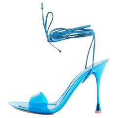 Gianvito Rossi Blue PVC and Leather Spice Sandals Size 38
