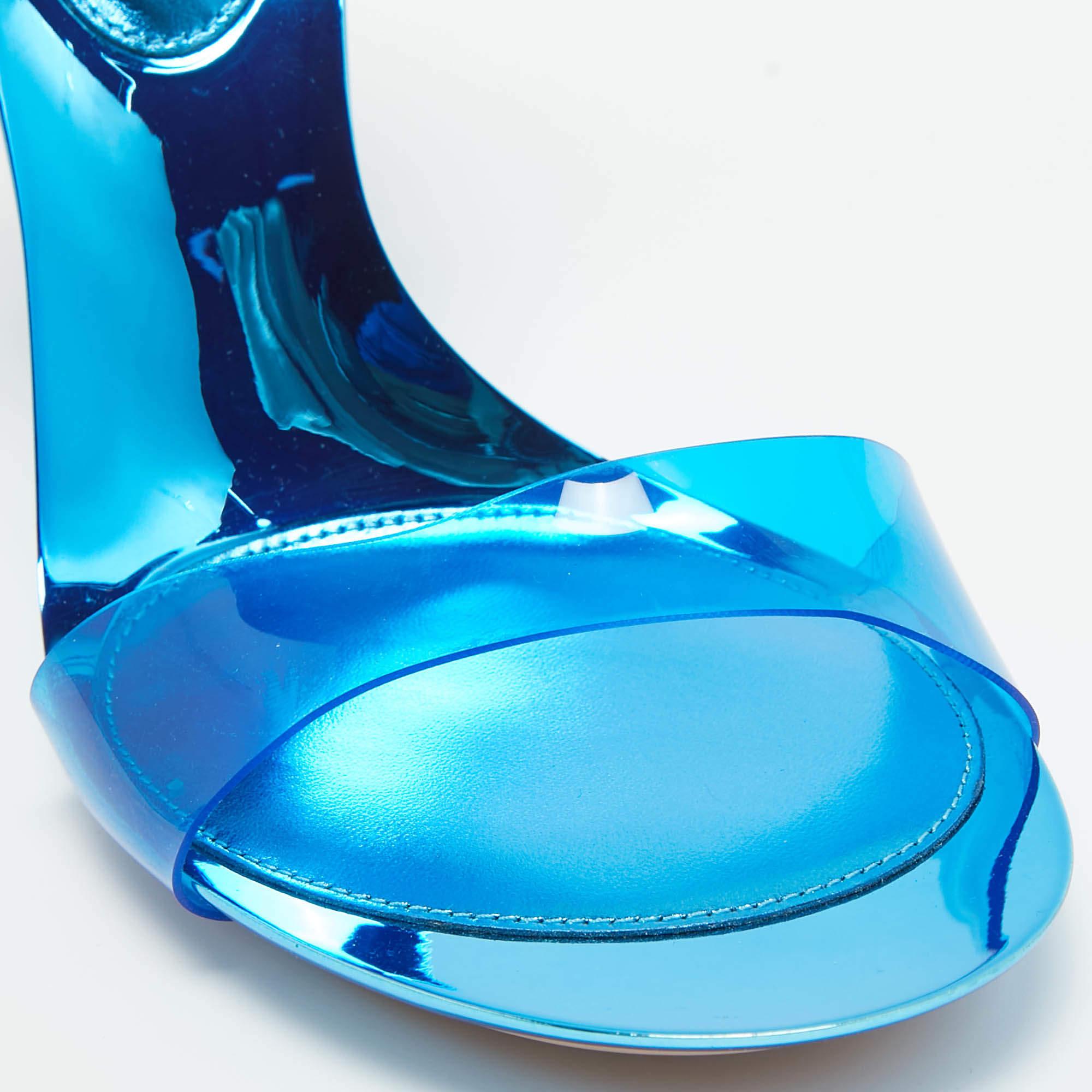 Donna Gianvito Rossi Sandali Spice in PVC e pelle blu misura 39