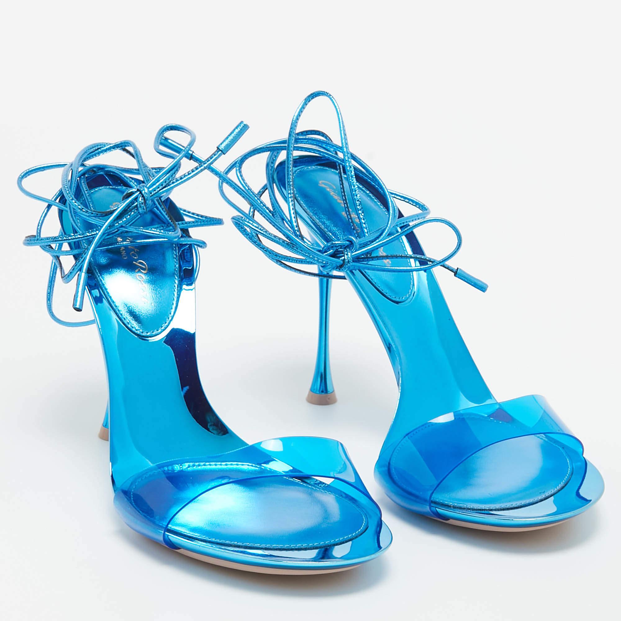 Gianvito Rossi Sandali Spice in PVC e pelle blu misura 39 1