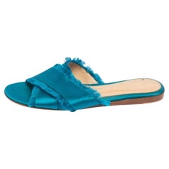 Gianvito Rossi - Sandales plates en satin bleu, taille 36,5