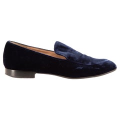 Gianvito Rossi Blue Velvet Loafers Size IT 37