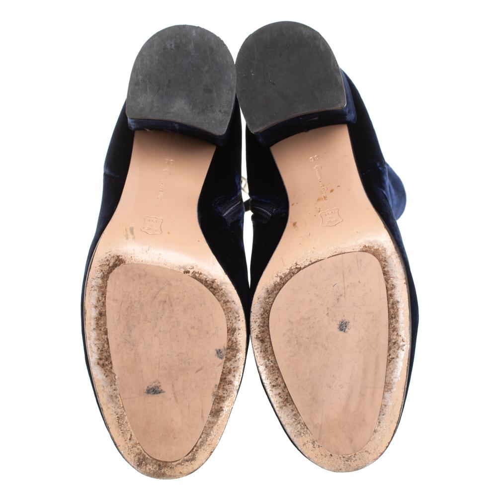 Gianvito Rossi Blaue Rolling 85-Stiefeletten aus Samt Größe 36 2