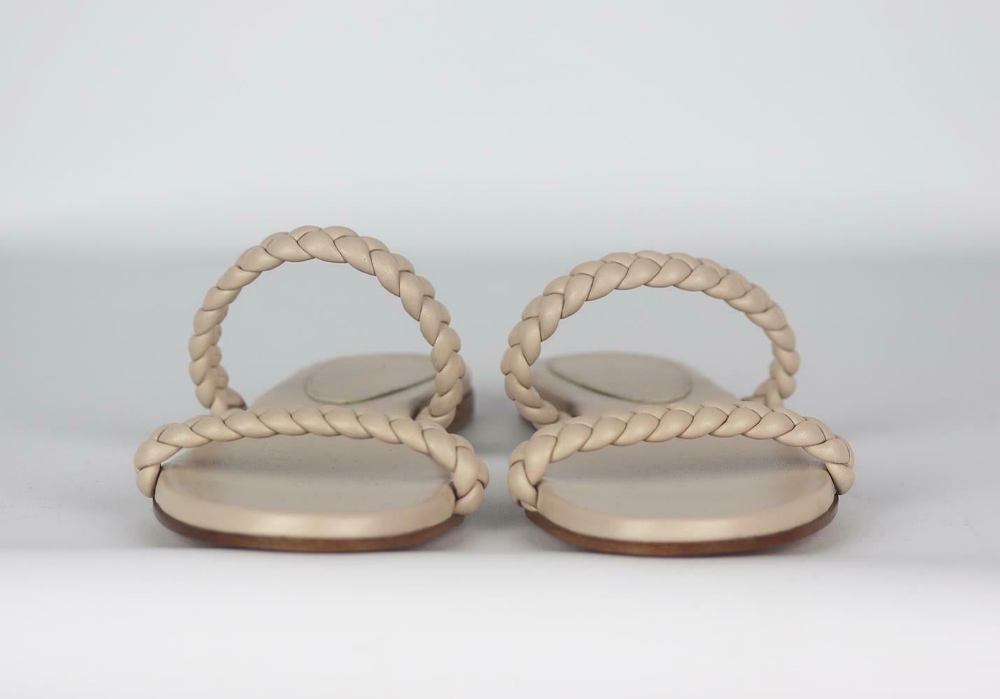 Beige Gianvito Rossi Braided Leather Sandals