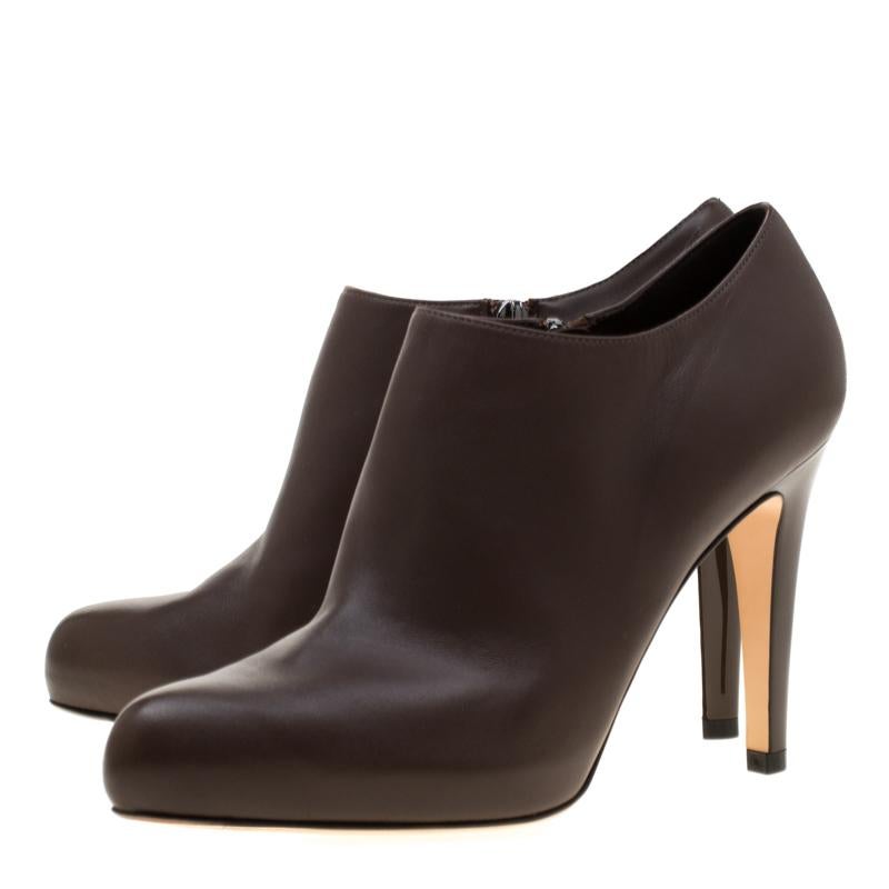 Gianvito Rossi Brown Leather Ankle Booties Size 37 2