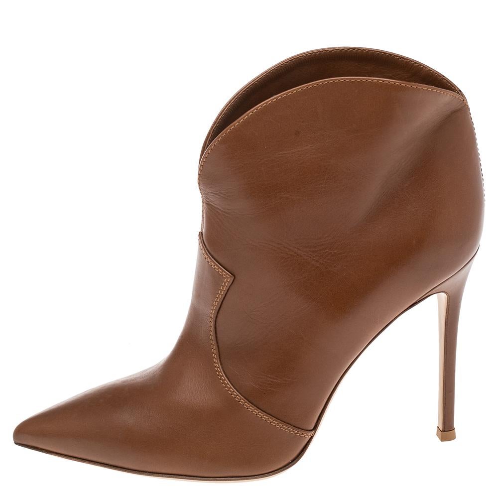 Gianvito Rossi Brown Leather Mable Boots Size 40 at 1stDibs