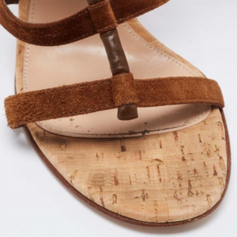 Donna Gianvito Rossi Sandali Cayman in pelle e camoscio marrone taglia 41 in vendita