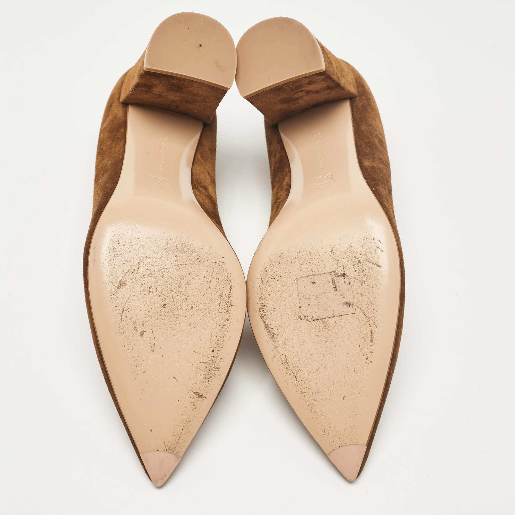 Gianvito Rossi Brown Suede Block Heel Pumps Size 37 For Sale 2