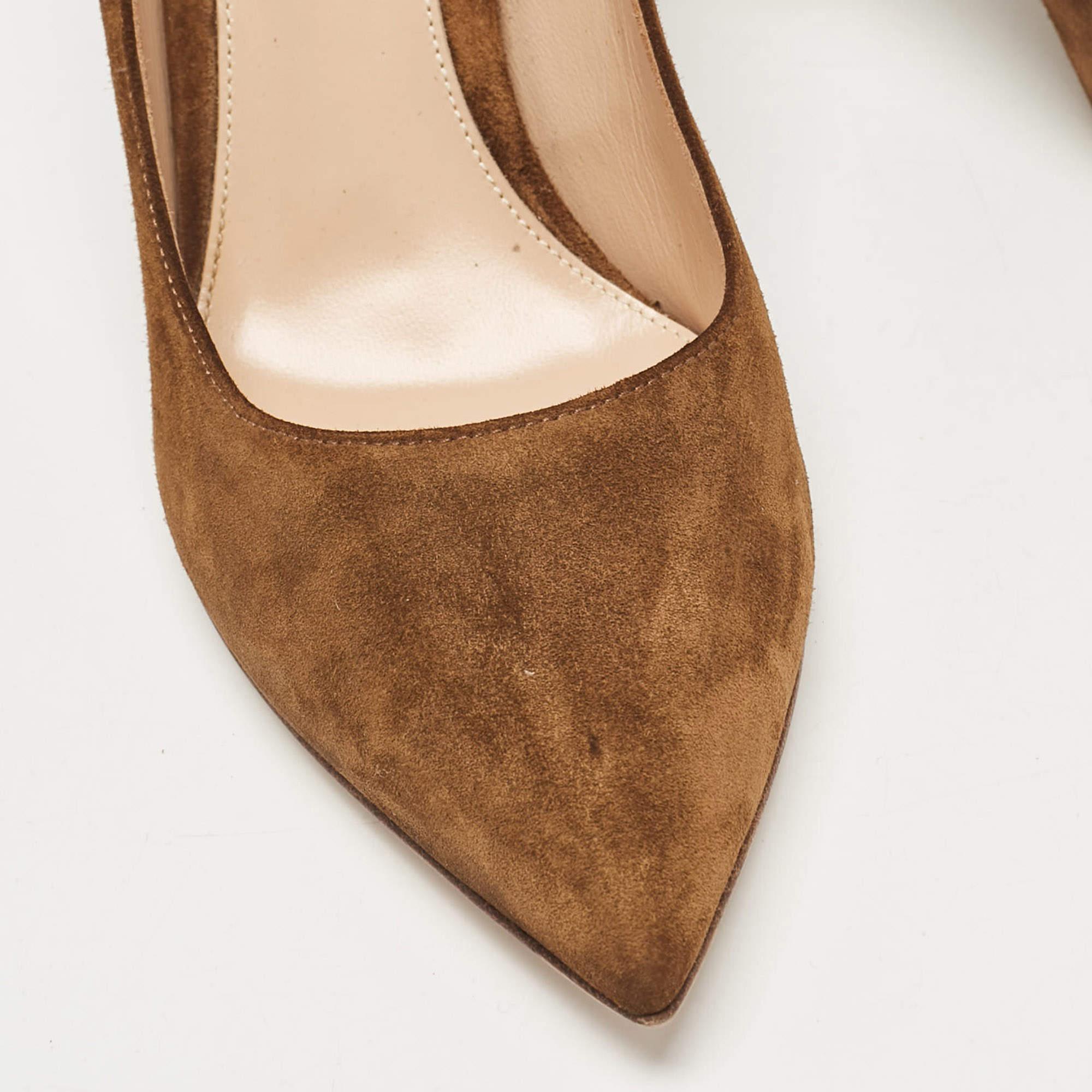 Gianvito Rossi Brown Suede Block Heel Pumps Size 37 For Sale 3