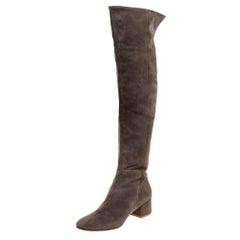 Gianvito Rossi Brown Suede Leather Over the Knee Boots Size 39.5