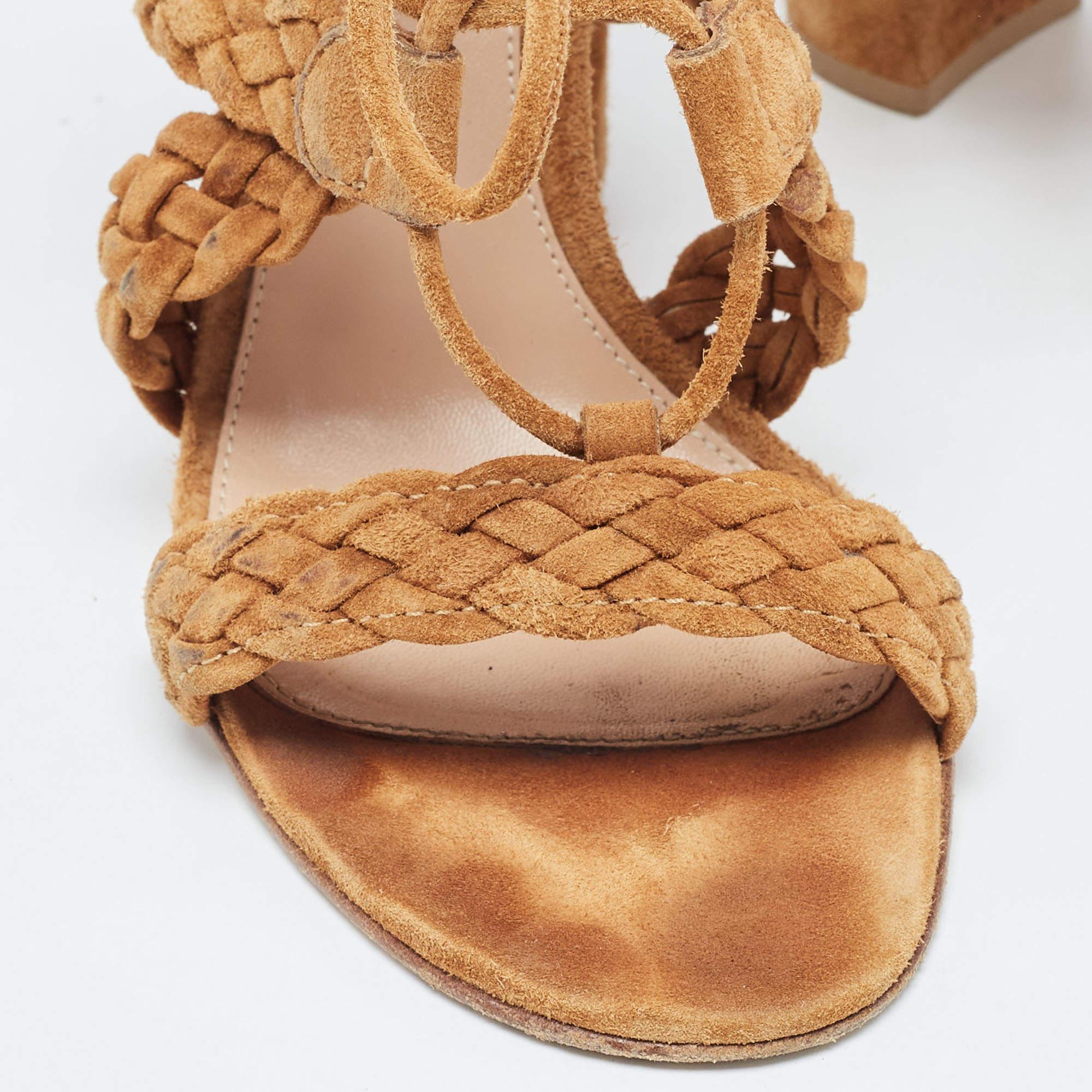 Gianvito Rossi Brown Suede Strappy Sandals Size 37.5 For Sale 3